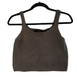 Green Vero Moda Women's Sleeveless Plush Knit Crop Top